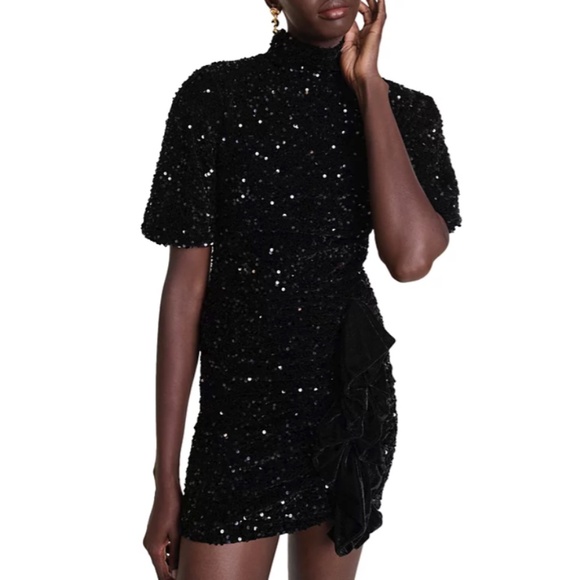Requinou Velvet Sequined Mini Dress - Picture 1 of 6